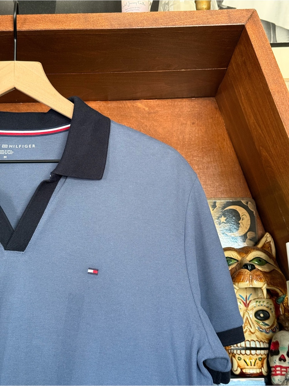 Tommy Hilfiger - Open Neck Polo - Light Blue / Black - Men’s Medium NWOT